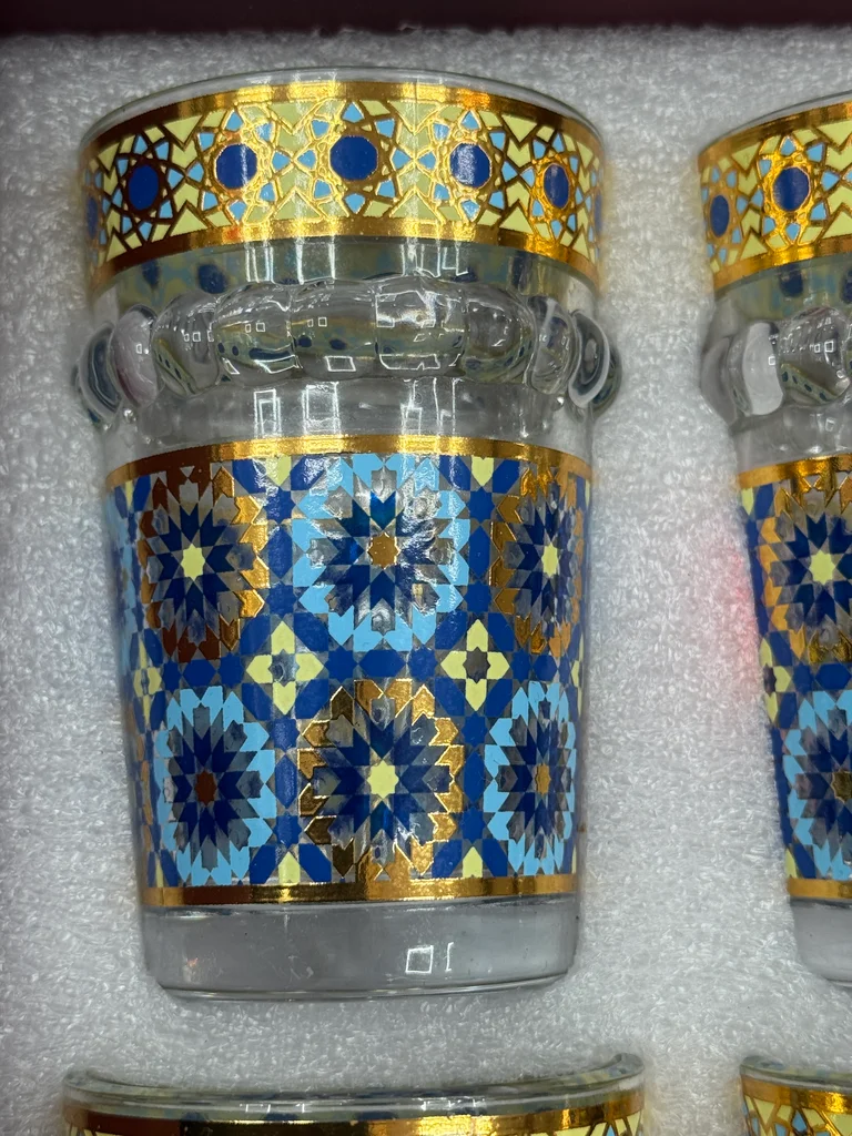 À vendre : Lot de 6 verres à thé orientaux – Bleu & Doré – 15€ – photo 3